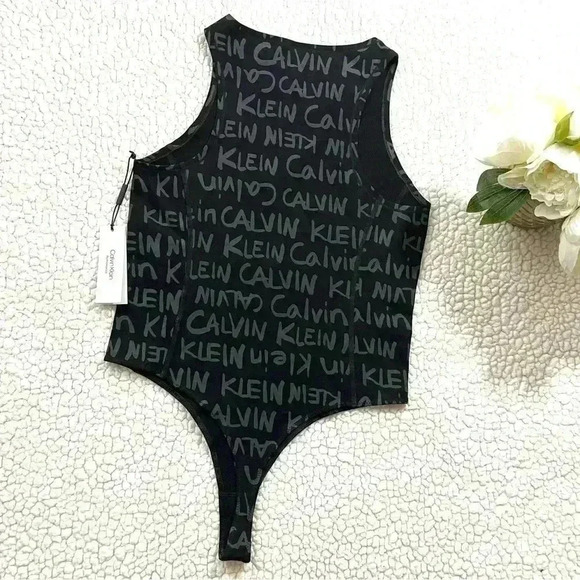 NWT Calvin Klein Perf Black Signature Zip Cotton Thong Snap Bodysuit Size M - Picture 7 of 13